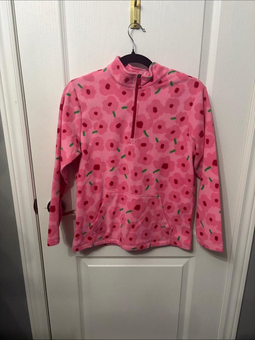 Hanna Andersson Pink Floral Half-Zip Fleece Hoodie